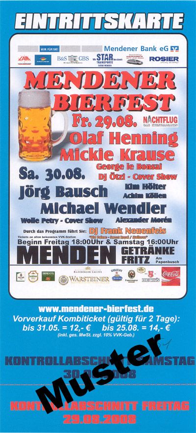 Mendener Bierfest 2008 Flyer