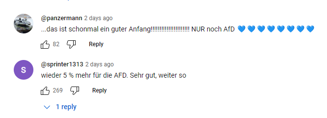 Kommentare 3 + 4 auf Youtube